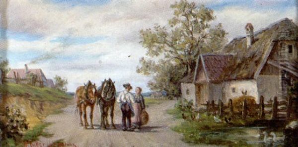 Begegnung Auf Der Landstrasse Oil Painting by Ludwig Mueller-Cornelius