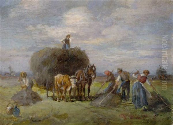 Bauern Bei Der Heuernte Oil Painting by Ludwig Mueller-Cornelius