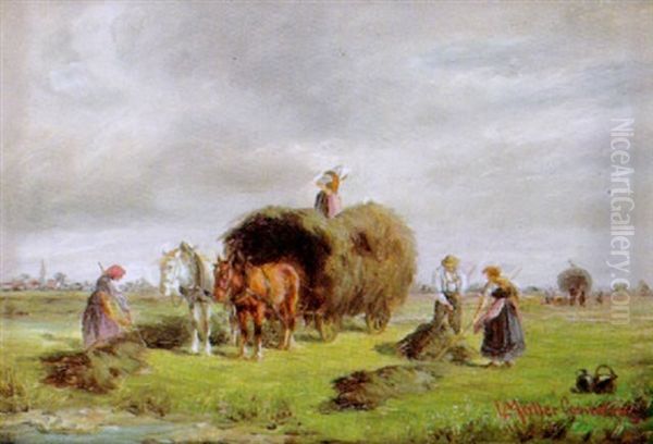 Bei Der Heuernte Oil Painting by Ludwig Mueller-Cornelius