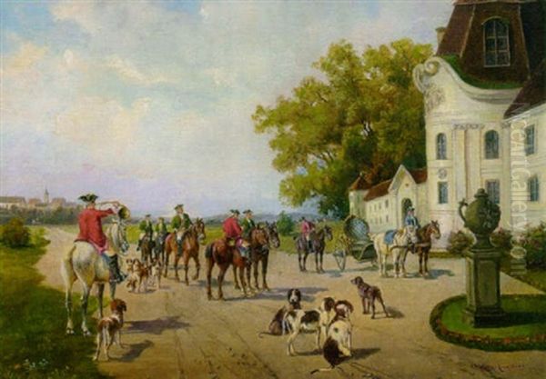 Aufbruch Zur Jagd Oil Painting by Ludwig Mueller-Cornelius