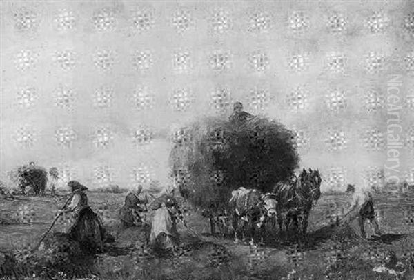 The Hay Harvest Oil Painting by Ludwig Mueller-Cornelius