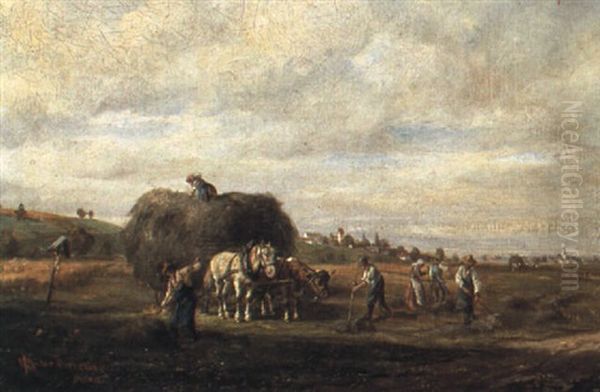 Bei Der Heuernte Oil Painting by Ludwig Mueller-Cornelius