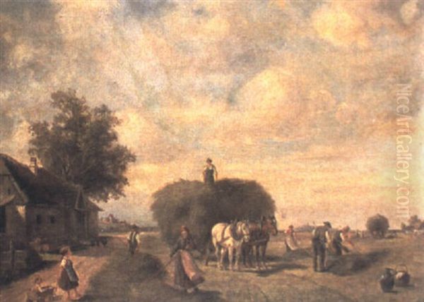 Die Heuernte Oil Painting by Ludwig Mueller-Cornelius