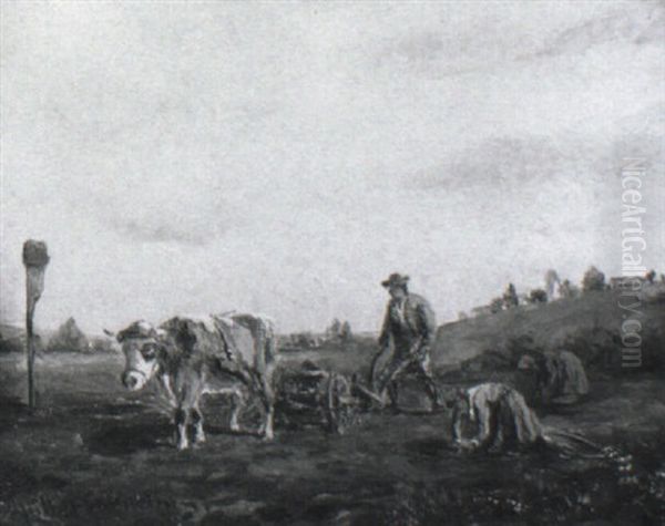 Bauern Bei Der Kartoffelernte Oil Painting by Ludwig Mueller-Cornelius