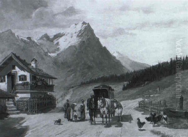 Halt Der Postkutsche Oil Painting by Ludwig Mueller-Cornelius