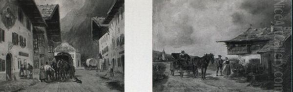 Strasenszene In Mittenwald by Ludwig Mueller-Cornelius