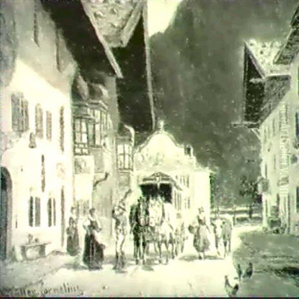 Mittenwald Oil Painting by Ludwig Mueller-Cornelius