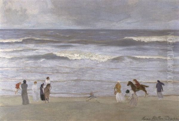 Am Strand In Sylt Oil Painting by Hans Mueller-Dachau