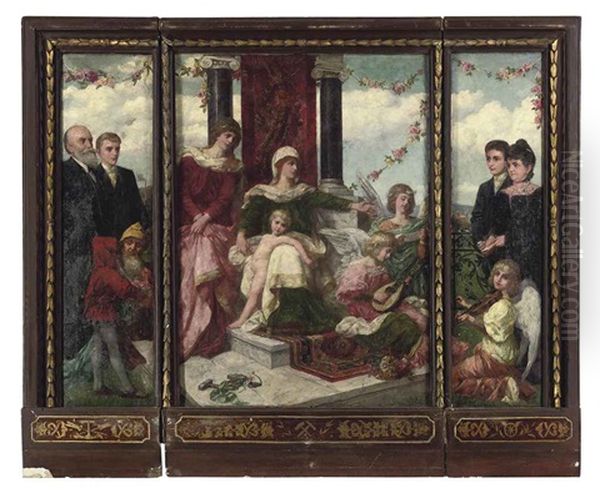 A Family Altarpiece (triptych) by Victor Mueller-Garanta