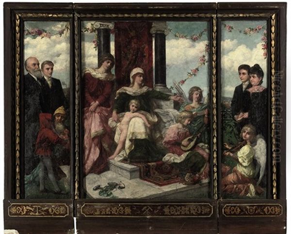 A Family Altarpiece (triptych) by Victor Mueller-Garanta