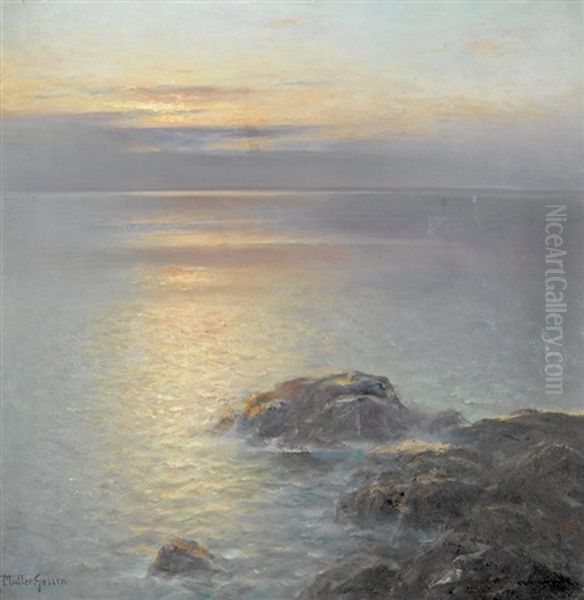 Meereskuste In Abendstimmung Oil Painting by Franz Mueller-Gossen