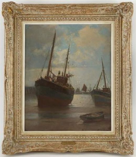 Maree Basse Dans Le Port Oil Painting by Franz Mueller-Gossen