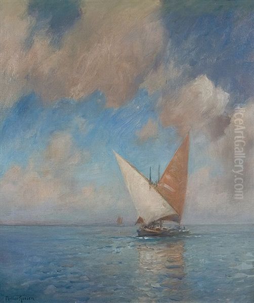 Fishing Boats Oil Painting by Franz Mueller-Gossen