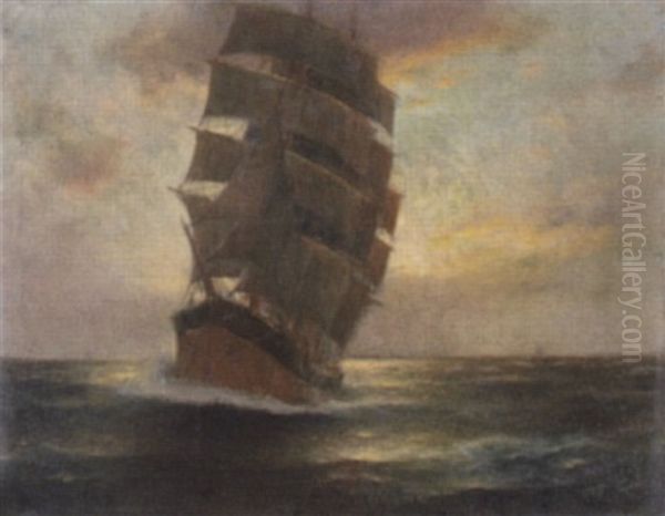 Windjammer Unter Vollen Segeln by Franz Mueller-Gossen