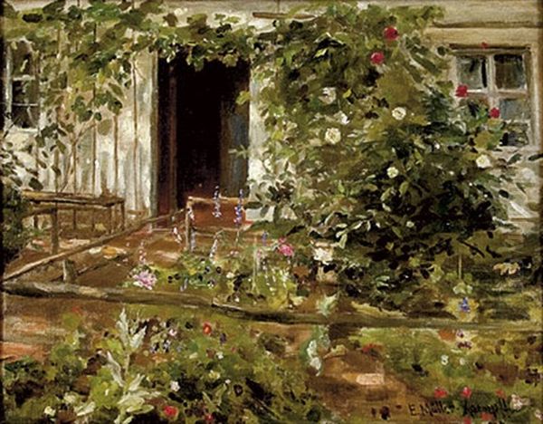 Sommerlicher Garten Oil Painting by Elsa Mueller-Kaempf