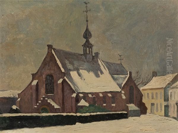 Wintry Village Oil Painting by Paul Mueller-Kaempff