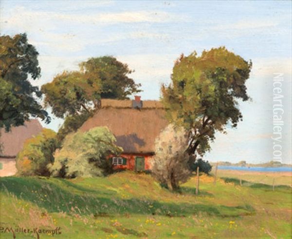 Gehoft Am Bodden Oil Painting by Paul Mueller-Kaempff