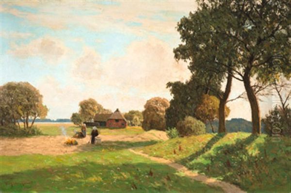 Sommerliche Weidelandschaft Oil Painting by Paul Mueller-Kaempff