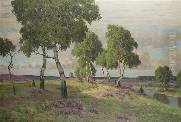 Heide Bei Ahrenshoop Oil Painting by Paul Mueller-Kaempff