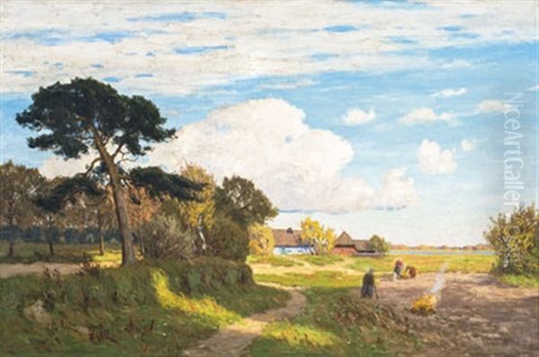 Boddenlandschaft Mit Gehoften Oil Painting by Paul Mueller-Kaempff