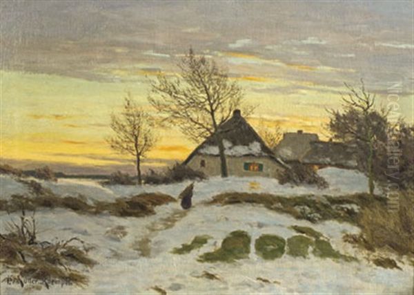 Winter In Ahrenshoop Oil Painting by Paul Mueller-Kaempff