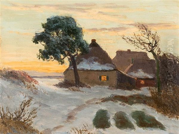 Evening Landscape Oil Painting by Paul Mueller-Kaempff