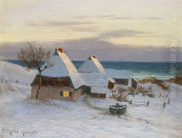 Winterabend An Der Kuste Oil Painting by Paul Mueller-Kaempff