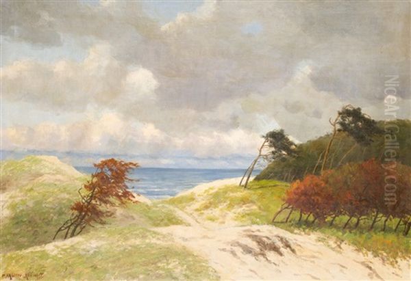 Windfluchter In Den Dunen Von Ahrenshoop Oil Painting by Paul Mueller-Kaempff