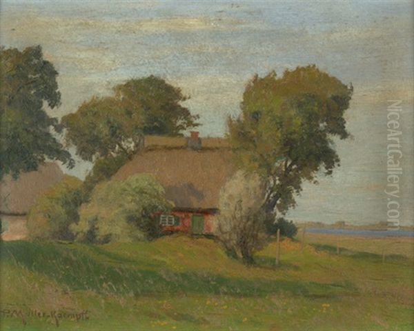 Katen Am Sommerlichen Bodden Oil Painting by Paul Mueller-Kaempff