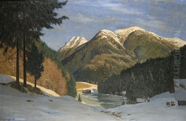 Abendstimmung Im Voralpenland Oil Painting by Paul Mueller-Kaempff