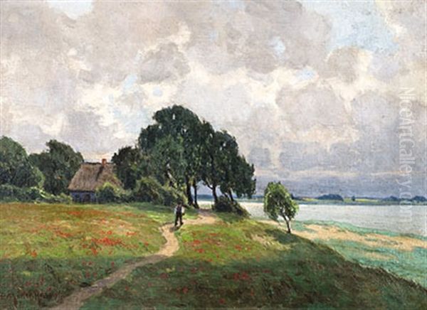 Katen Am Boddenweg Oil Painting by Paul Mueller-Kaempff