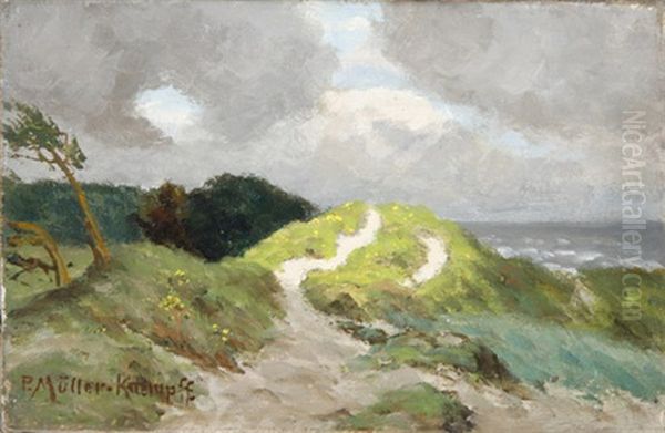 Kustenlandschaft Im Sturm Bei Aufziehendem Gewitter Oil Painting by Paul Mueller-Kaempff