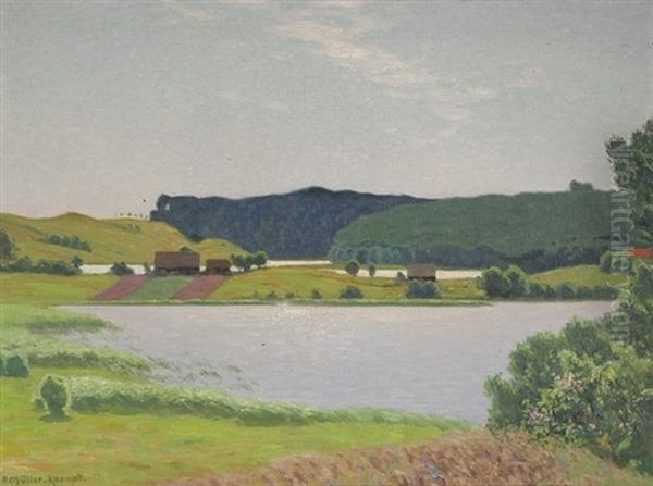 Mecklenburgische Seenlandschaft Im Fruhling Oil Painting by Paul Mueller-Kaempff