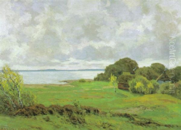 Katen Am Bodden Unter Aufklarendem Himmel Oil Painting by Paul Mueller-Kaempff