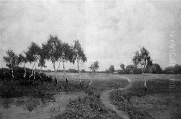 Mecklenburgische Landschaft Mit Jungen Birken by Paul Mueller-Kaempff