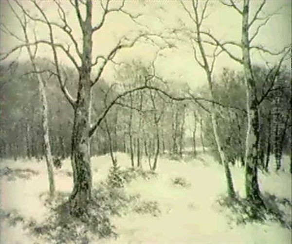 Winterwald Oil Painting by Paul Mueller-Kaempff