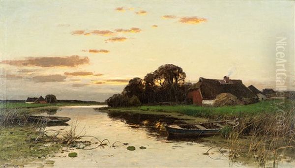 Flusslandschaft Oil Painting by Konrad Alexander Mueller-Kurzwelly