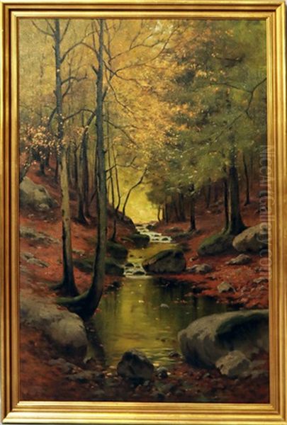 Bachlauf Im Herbst - Stimmung Oil Painting by Konrad Alexander Mueller-Kurzwelly