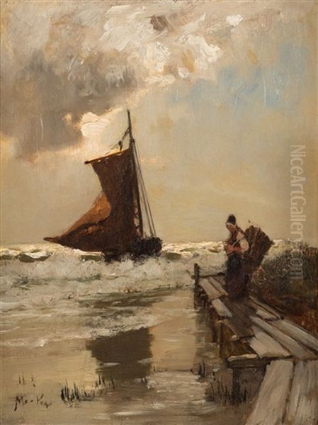 Wartende Fischersfrau Oil Painting by Konrad Alexander Mueller-Kurzwelly