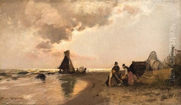 Am Strand Oil Painting by Konrad Alexander Mueller-Kurzwelly