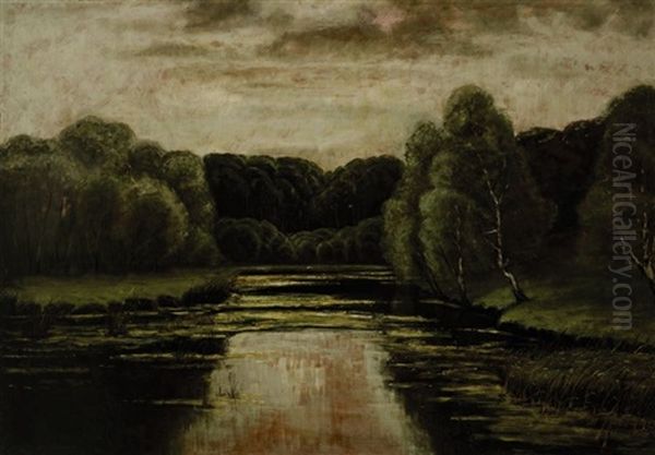 Flusslandschaft Oil Painting by Konrad Alexander Mueller-Kurzwelly