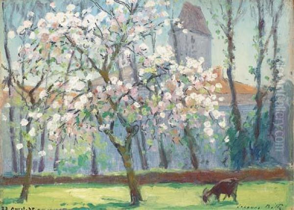 L'eglise Au Printemps, Saint-jean De Cole, Dordogne Oil Painting by Jacques Bille