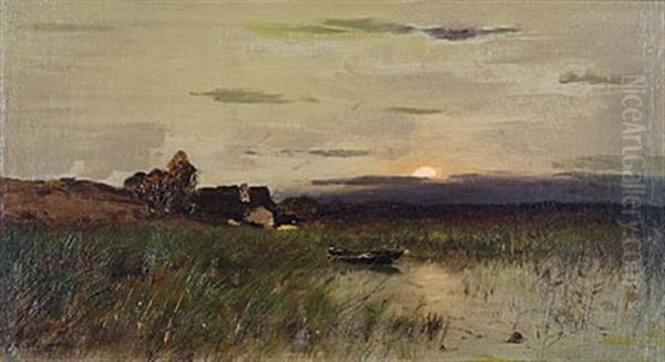 Abendstimmung Am Bodden Oil Painting by Konrad Alexander Mueller-Kurzwelly