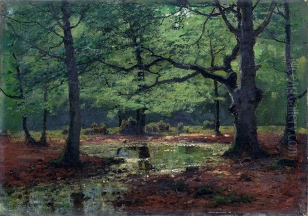 Bachlauf Im Wald Oil Painting by Konrad Alexander Mueller-Kurzwelly