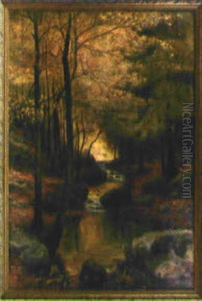 Waldlandschaft Mit Bachlauf Oil Painting by Konrad Alexander Mueller-Kurzwelly