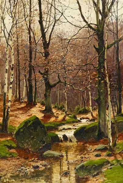 Herbstwald Oil Painting by Konrad Alexander Mueller-Kurzwelly