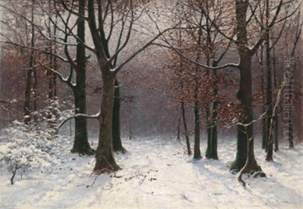 Winterwald Oil Painting by Konrad Alexander Mueller-Kurzwelly