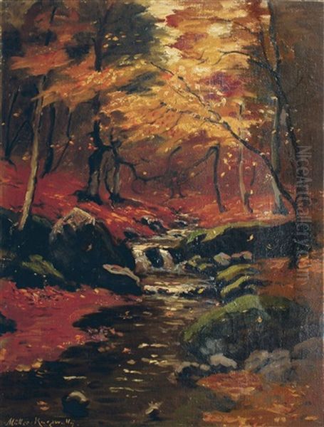 Bachlauf Im Herbstwald Oil Painting by Konrad Alexander Mueller-Kurzwelly