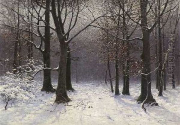 Winterwald Oil Painting by Konrad Alexander Mueller-Kurzwelly