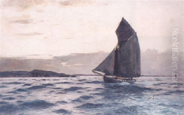 Segelboot Auf Der See Vor Rugen Oil Painting by Konrad Alexander Mueller-Kurzwelly